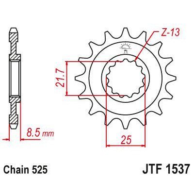 JT Sprockets Front Steel Countershaft Sprocket 16 Tooth 16T 525 Chain