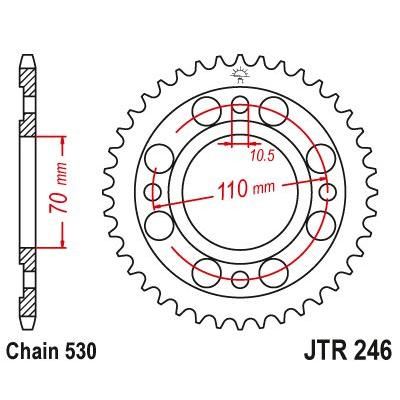 JT Sprockets Rear Steel Sprocket 34 Tooth 34T 530 Chain For Honda CM450E 1982-1983 JTR246.34