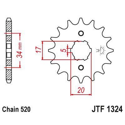 JT Sprockets Front Steel Countershaft Sprocket 13 Tooth 13T 520 Chain