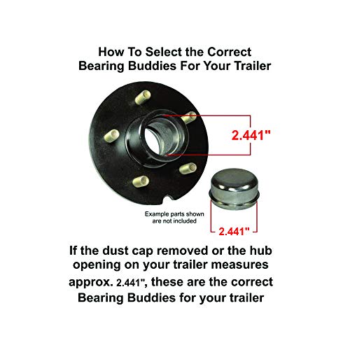 Load image into Gallery viewer, Bearing Buddy (4) 2.441" Chrome for Boat Trailer with Protective Bra - Wheel Center Caps 2441 (2 Pairs)
