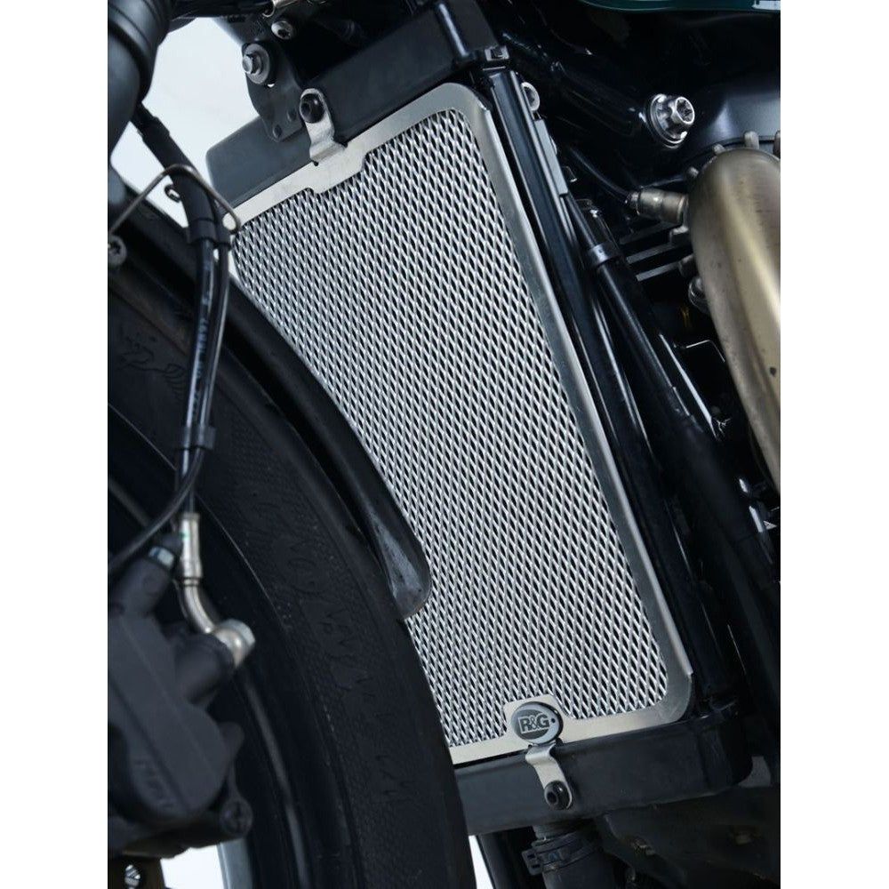 R&G Racing Silver Aluminum Radiator Guard For 2017-2020 Triumph Bonneville Bobber