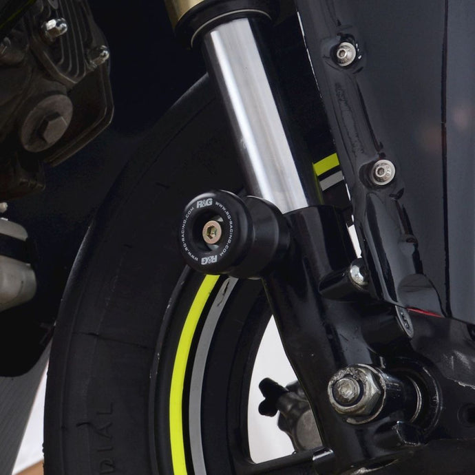 R&G Racing Black Front Spindle Sliders For 2018-2022 Honda FMX650 FSS0003BK