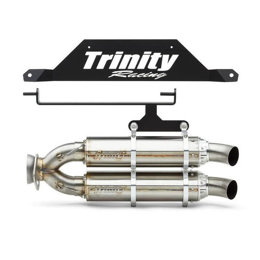 Trinity Racing Stage 5 Dual Slip On Exhaust Brushed Muffler TR-4182S