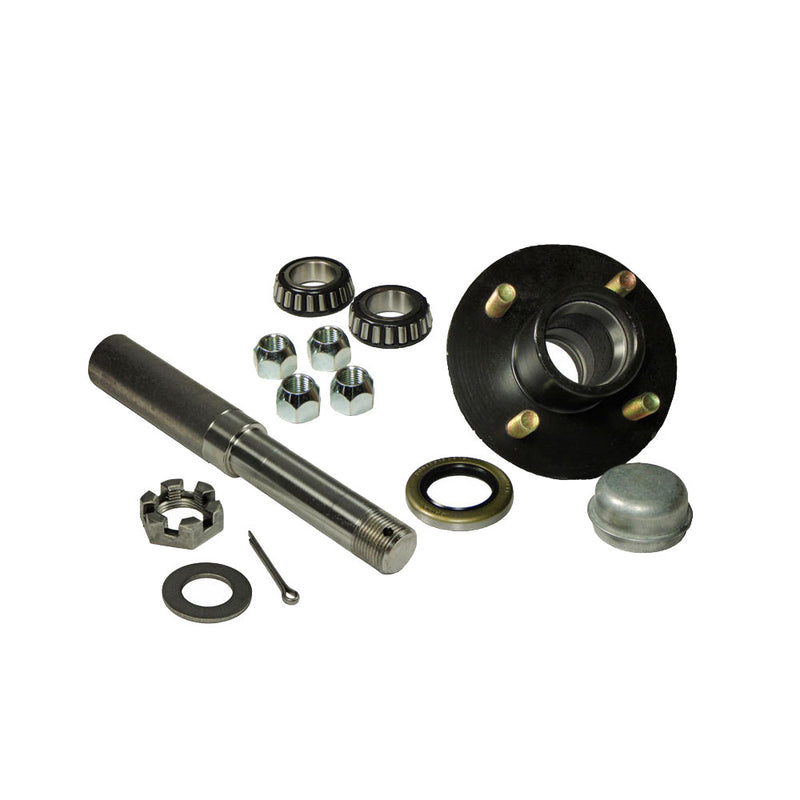 Load image into Gallery viewer, Single - 4-Bolt on 4 Inch Hub Assembly with 1-1/16 Inch Straight Spindle &amp; Bearings
