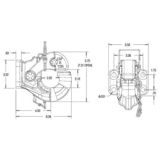 6 Ton Pintle Hook, Mounting Plate and Hardware (PH-6-8KIT)