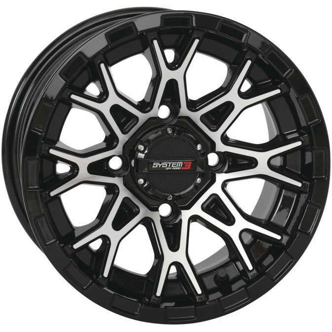 Load image into Gallery viewer, System 3 ST-6 Aluminum Gloss Black/Machined Wheel 12x7 4/110 2+5 (-47mm)
