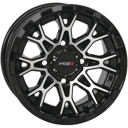 System 3 ST-6 Aluminum Gloss Black/Machined Wheel 12x7 4/110 2+5 (-47mm)