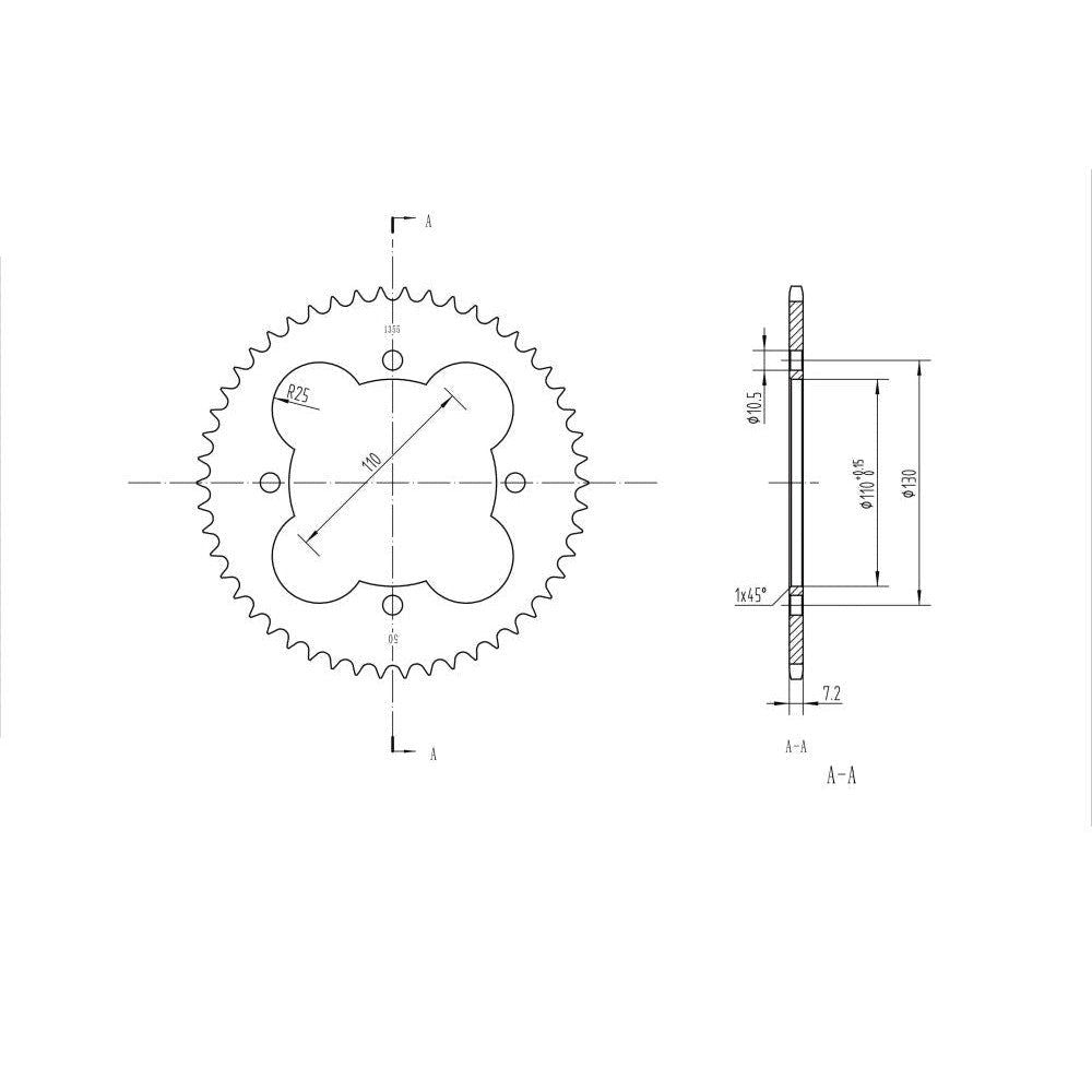BikeMaster Rear Steel Sprocket For Honda TRX90EX FourTrax 1993-2001 Black