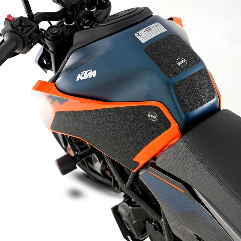 Load image into Gallery viewer, R&amp;G Racing Black Tank Traction Grips For 2024 KTM 125 Duke
