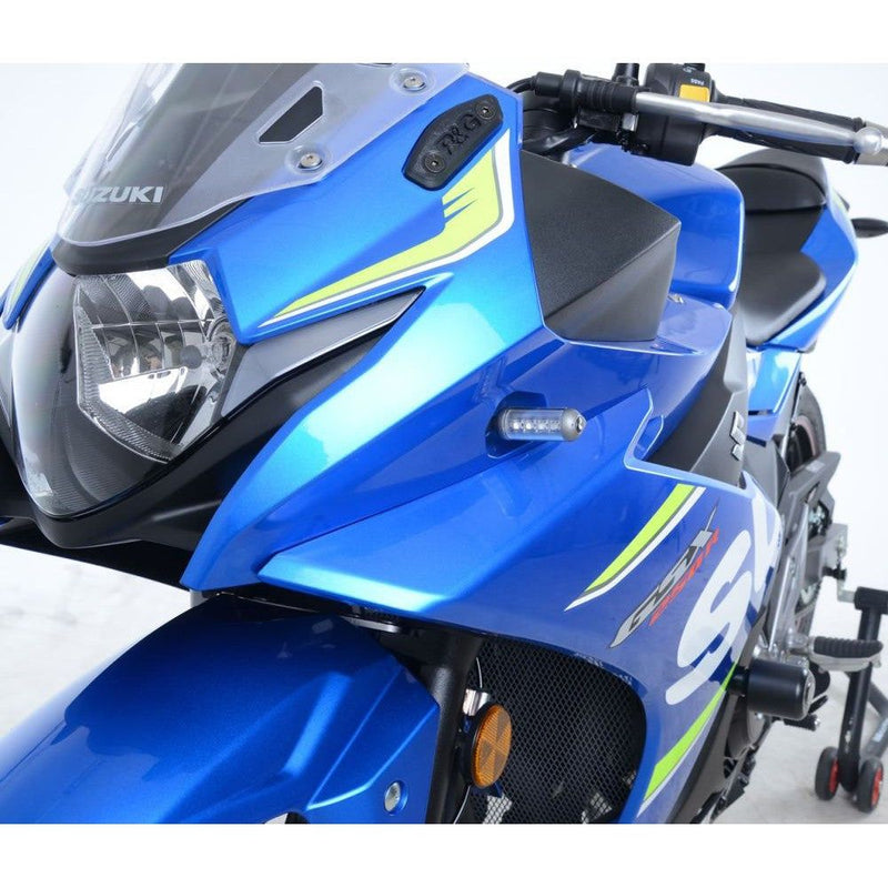 Load image into Gallery viewer, R&amp;G Racing Black Front Indicator Adapters For 2018-2020 Suzuki GSX250R FAP0020BK
