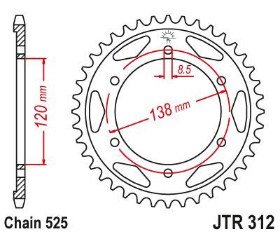 Load image into Gallery viewer, JT Sprockets Rear Steel Sprocket 40 Tooth 40T 525 Chain JTR312.40
