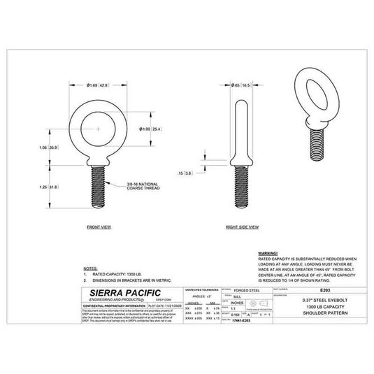 3/8 Inch Tiedown Eyebolt