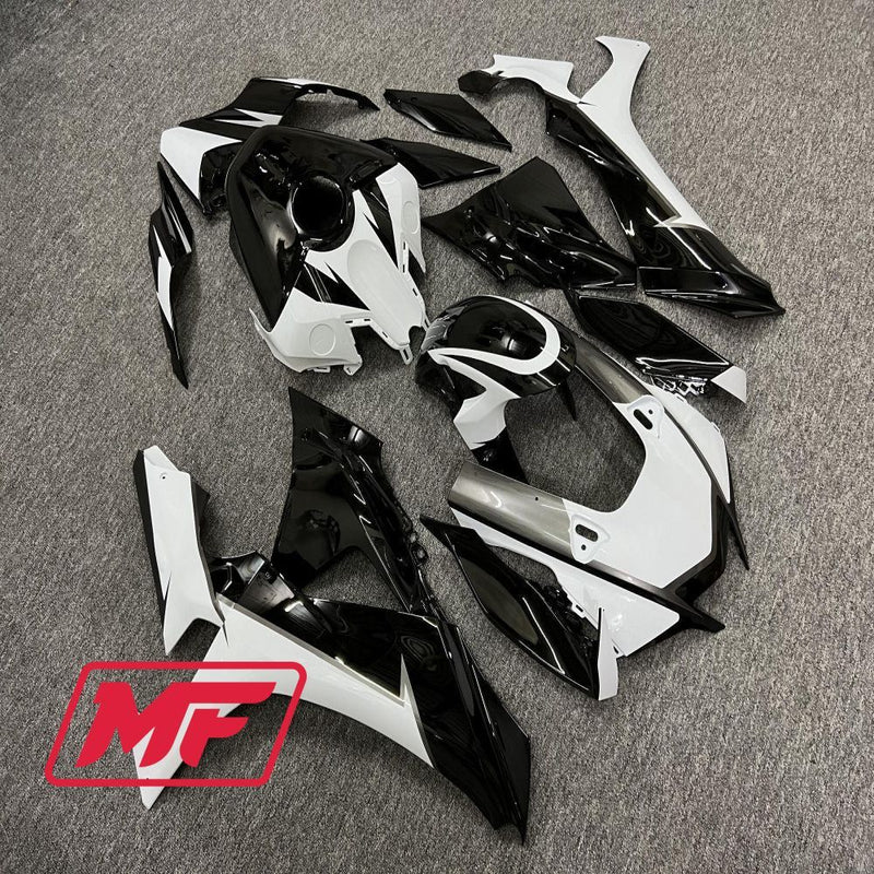 Load image into Gallery viewer, Monster Fairings Full Kit Yamaha R1 20-23 Gloss Black and White + Windshield + Gas Tank Cover
