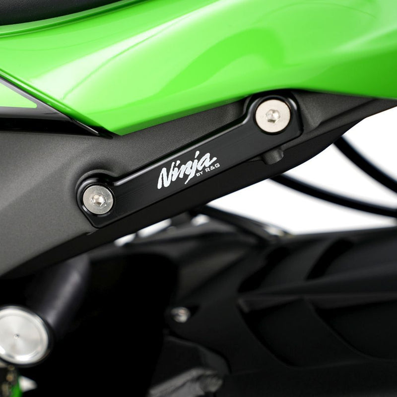Load image into Gallery viewer, R&amp;G Racing Black Footrest Delete Blanking Plates For 2009-2012 Kawasaki Ninja ZX6R ZX600R
