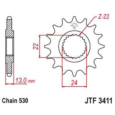 JT Sprockets Front Steel Countershaft Sprocket 16 Tooth 16T 530 Chain