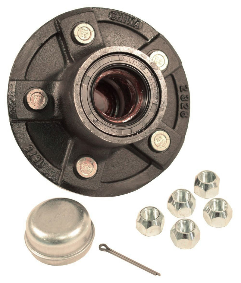 Load image into Gallery viewer, Pre-Grease-Packed Trailer Hub Assembly - 5 On 4-1/2" Bolt Circle, 1,750 lbs. Capacity For 1-3/8" To 1-1/16" tapered spindles
