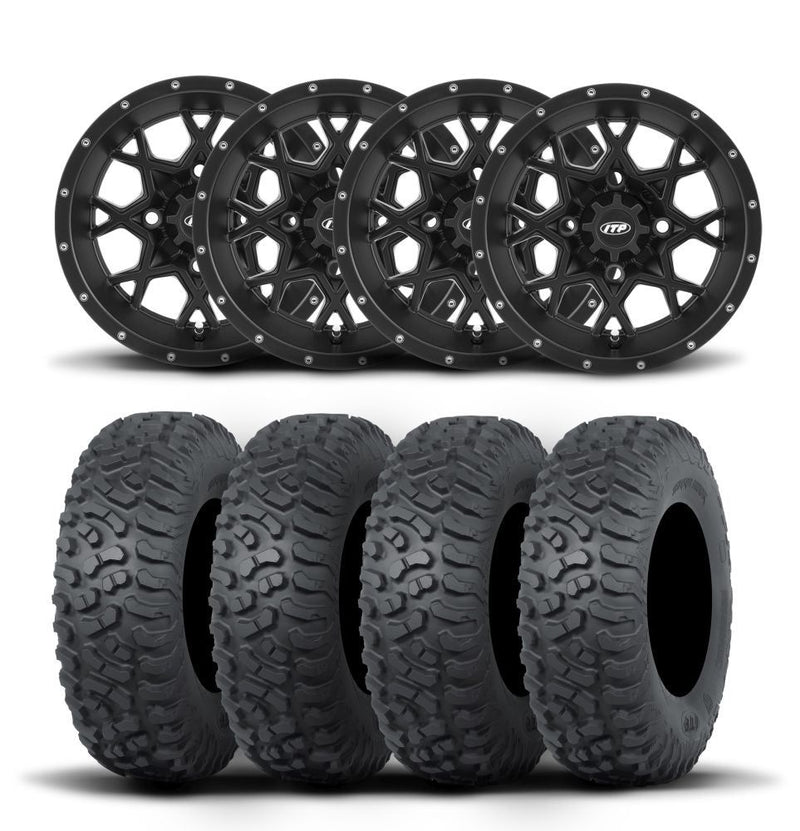 Load image into Gallery viewer, ITP Hurricane 15&quot; Matte Black Wheels And Terra Hook Tires [32x10-15]
