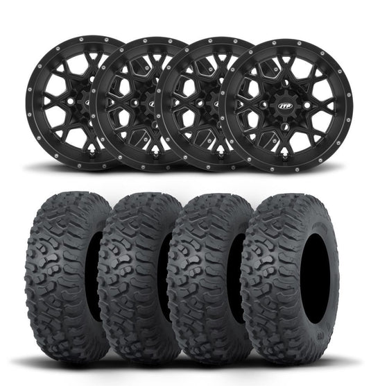 ITP Hurricane 15" Matte Black Wheels And Terra Hook Tires [32x10-15]