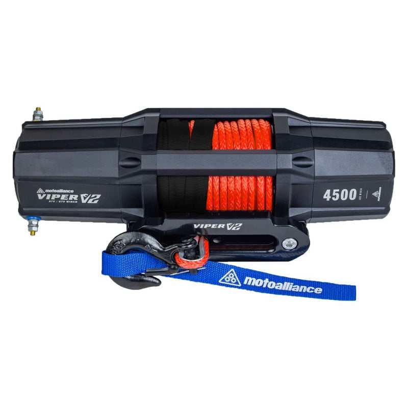 Load image into Gallery viewer, Viper V2 UTV Winch Kit 4500 lb Wide Spool With 60 Feet Orange Synthetic Rope With Mount For Kawasaki Teryx KRX 1000 2020-2021
