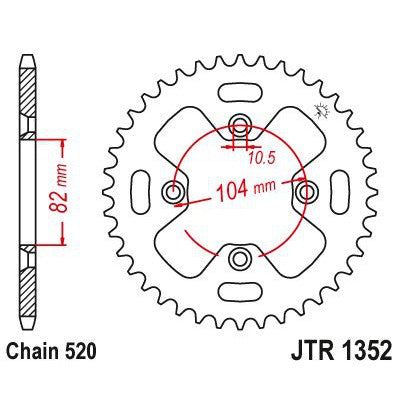 JT Sprockets Rear Steel Sprocket 40 Tooth 40T 520 Chain JTR1352.40