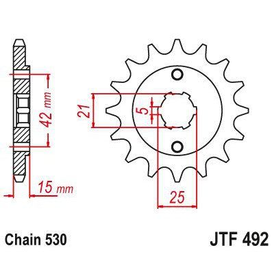 JT Sprockets Front Steel Sprocket 15 Tooth 15T 530 Chain JTF492.15