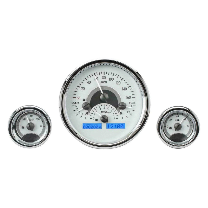 Load image into Gallery viewer, Dakota Digital Universal 3 Round Analog Gauge System Black Blue Kit VHX-1013
