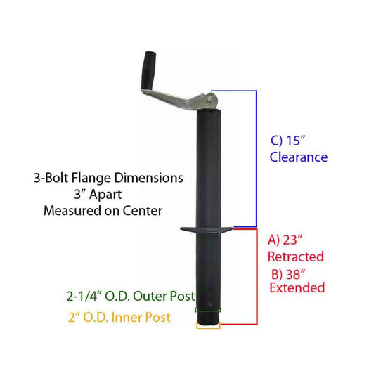 A-Frame Trailer Jack with Wheel and Mounting Hardware