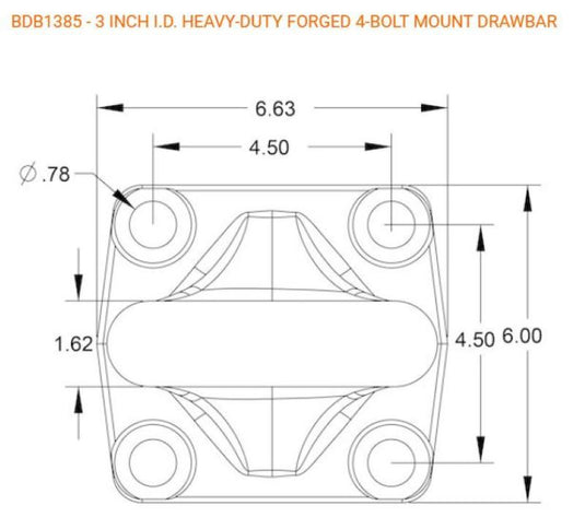 Buyers Products 3 Inch I.D. Heavy-Duty Forged 4-Bolt Mount Pintle Drawbar