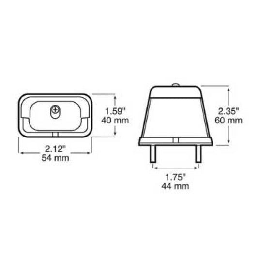Incandescent License Light, Stud Mount, Oblong, 2.6875 inches x 2.125 inches