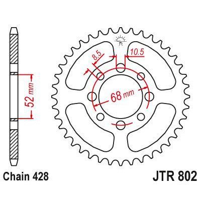 JT Sprockets Rear Steel Sprocket 40 Tooth 40T 428 Chain JTR802.40