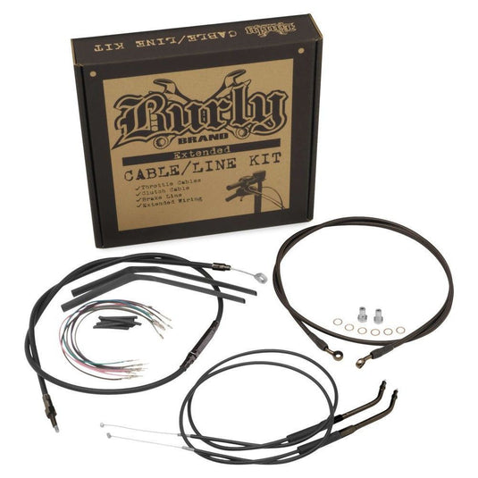 Burly Brand T-Bar Cable and Brake Line Kit 12" Black - B30-1150