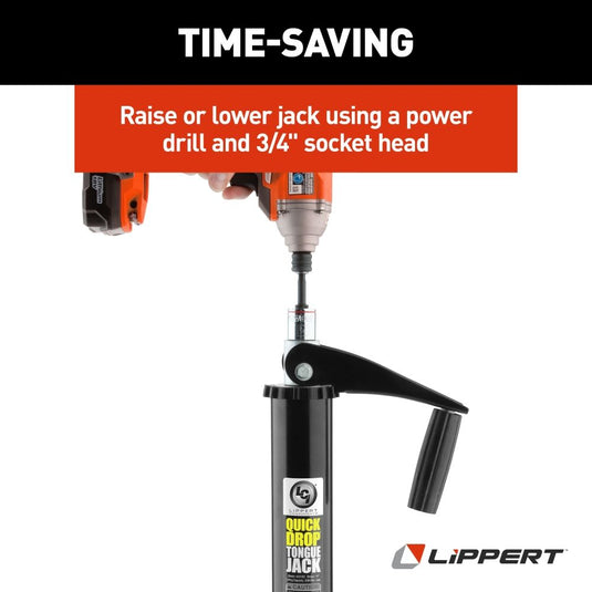 Lippert Quick Drop Drill-Operated Tongue Jack, 2,000 lbs, 14