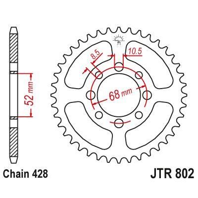 JT Sprockets Rear Steel Sprocket 40 Tooth 40T 428 Chain For Kawasaki KE100 B1-B20 1982-2001 JTR802.40