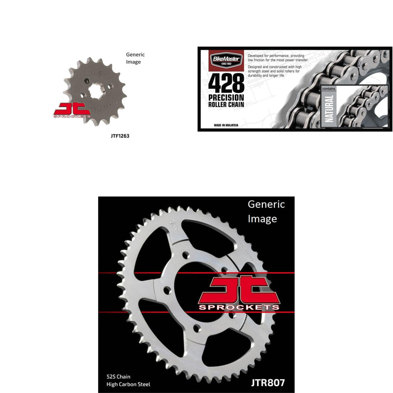Load image into Gallery viewer, 428 Chain Natural, Front &amp; Rear Sprocket Kit for Street KAWASAKI KV100 1976
