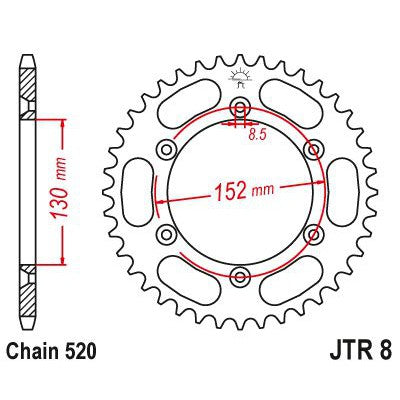 JT Sprockets Rear Steel Sprocket 48 Tooth 48T 520 Chain JTR8.48