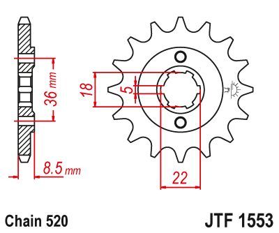 Load image into Gallery viewer, JT Sprockets Front Steel Sprocket 15 Tooth 15T 520 Chain JTF1553.15

