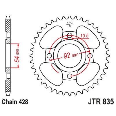 JT Sprockets Rear Steel Sprocket 45 Tooth 45T 428 Chain For Yamaha FZR80 RR 1992-1994 JTR835.45