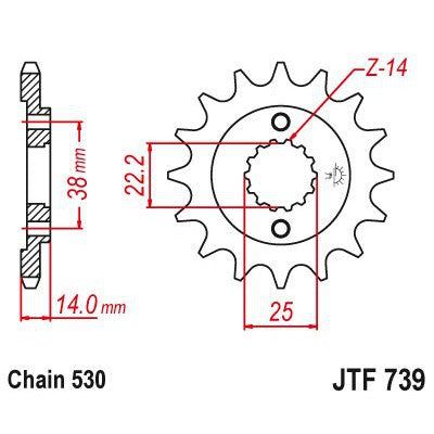 JT Sprockets Front Steel Sprocket 15 Tooth 15T 530 Chain JTF739.15