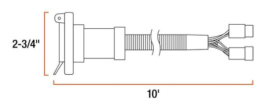 10' Custom Wiring Extension Harness, Adds 7-Way RV Blade to Truck Bed for Fifth Wheel and Gooseneck Hitches fits 1995-2009 Dodge Trucks