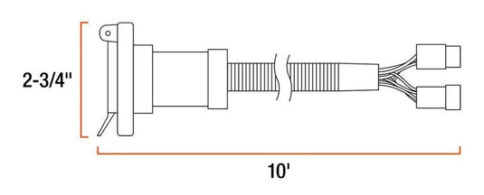 10' Custom Wiring Extension Harness, Adds 7-Way RV Blade to Truck Bed for Fifth Wheel and Gooseneck Hitches fits 1995-2009 Dodge Trucks
