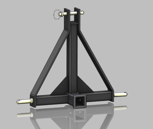 Rigid Hitch (RHA-001) 3-Point Hitch with 2" Receiver, Conversion for Sub-Compact Tractors Equipped with a CAT 1 - Made in USA