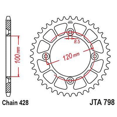 JT Sprockets Rear Racelite Aluminum Race Sprocket Black 49 Tooth 49T 428 Chain