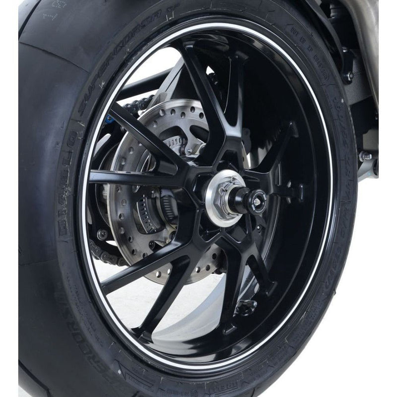 Load image into Gallery viewer, R&amp;G Racing Black Spindle Sliders For 2011-2013 Triumph Speed Triple
