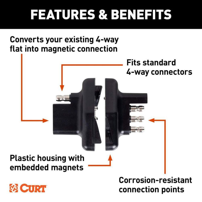 Load image into Gallery viewer, 4-Way Flat Magnetic Trailer Harness Connector Adapter
