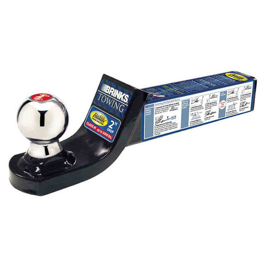 Brinks Welded One-Piece Ball Mount with 2" Ball for 2" Receivers - 2" Drop - 8 1/2" Length,  5,000 lbs. Tow Capacity