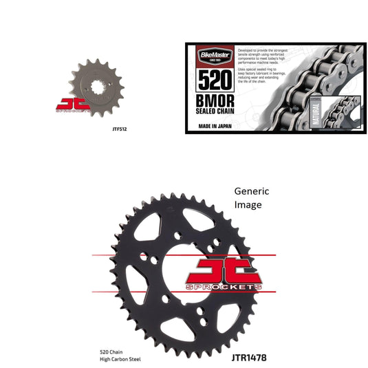 520 BMOR Chain Natural, Front & Rear Sprocket Kit KAWASAKI ZX550 GPZ 1984-1986