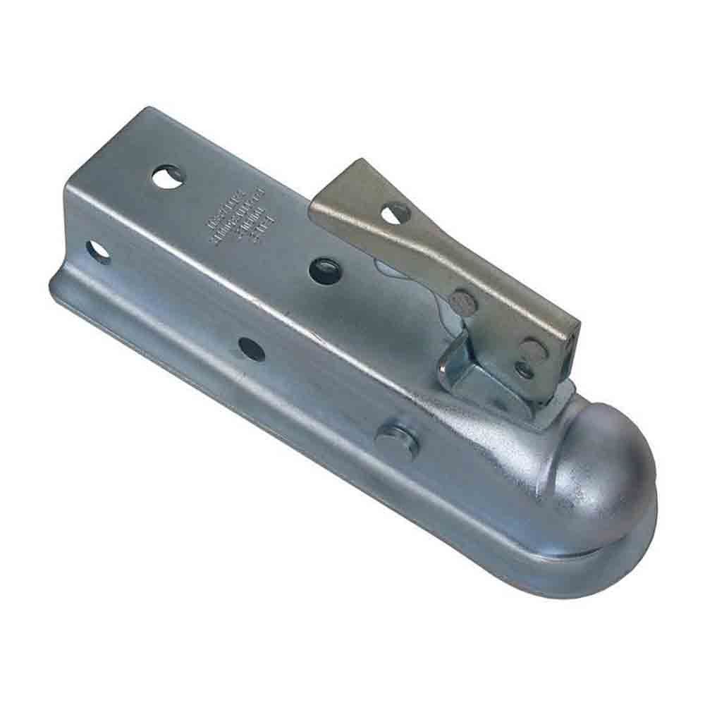 Ram Straight Tongue Coupler 3,500 lb. capacity 2 inch Ball Size, 2-1/2 inch Channel, Durable Zinc Finish
