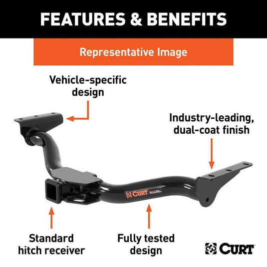 Curt Class III Custom Fit Trailer Hitch 2" Receiver Fits Select Honda Odyssey