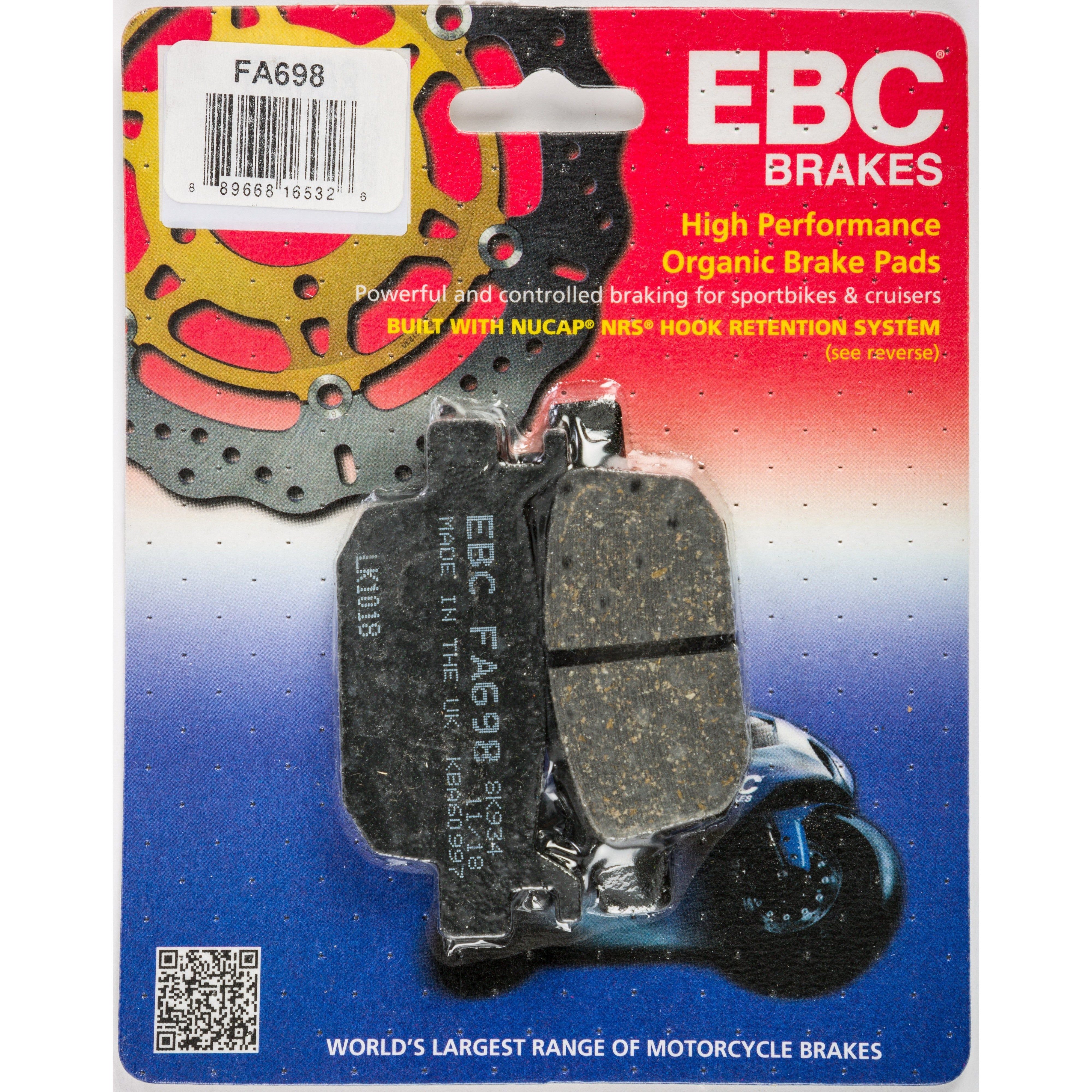 EBC 1 Pair FA Series Organic Replacement Brake Pads MPN FA698