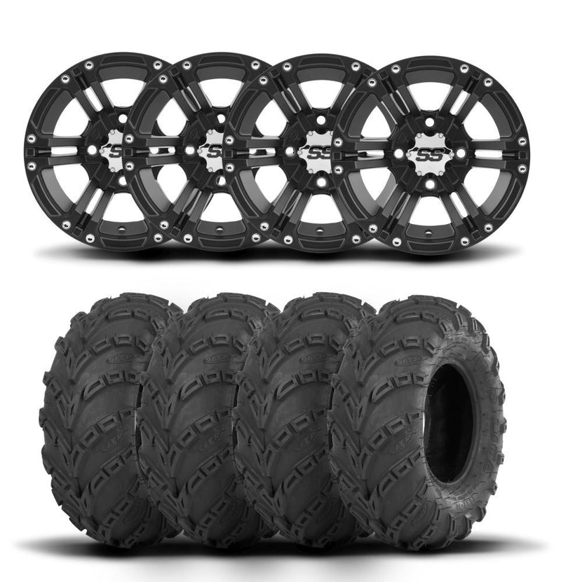 Load image into Gallery viewer, ITP SS212 12&quot; Matte Black Wheels And Mud Lite Tires [25x8-12]
